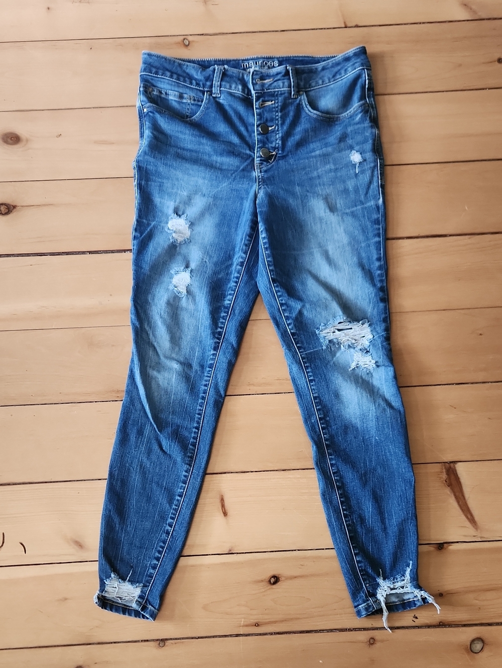 Maurices Blue Distressed Skinny Jeans